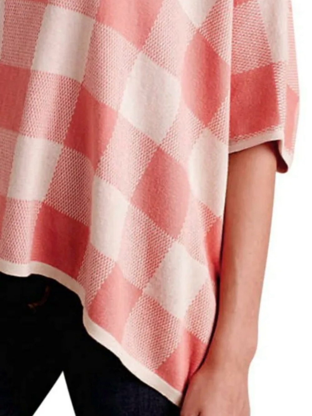 Anthropologie La Casita De Wendy Plaid Poncho Organic Cotton Top Size Large - Picture 4 of 8